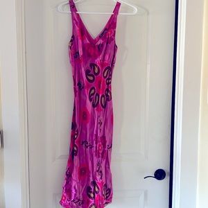 Excellent condition hot pink flowered midi dress